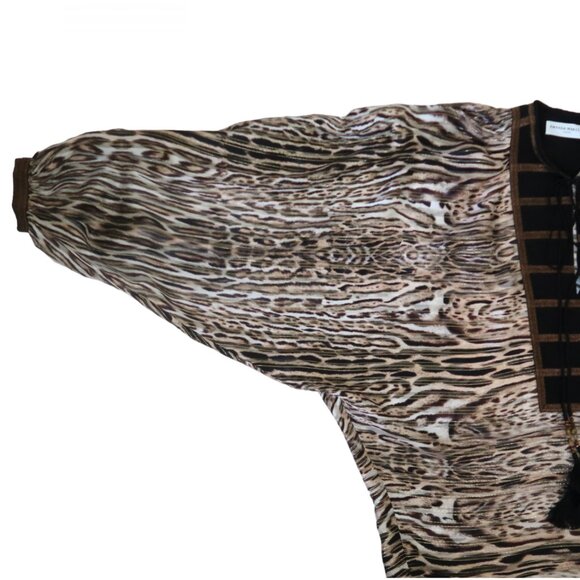 AMANDA WAKELEY Ocelot print silk boho top UK 8 US 4 S - Picture 5 of 9